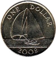 reverse of 1 Dollar - Elizabeth II - 4'th Portrait (1999 - 2009) coin with KM# 111 from Bermuda. Inscription: ONE DOLLAR 2001