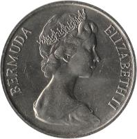 obverse of 50 Cents - Elizabeth II - 2'nd Portrait (1970 - 1985) coin with KM# 19 from Bermuda. Inscription: BERMUDA ELIZABETH II