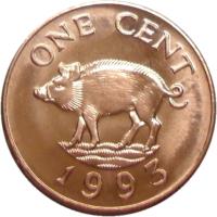 Bermuda coin 1 Cent - Elizabeth II - 3'rd Portrait (1991 - 1997) reverse reverse of 1 Cent - Elizabeth II - 3'rd Portrait (1991 - 1997) coin with KM# 44b from Bermuda. Inscription: ONE CENT 1997