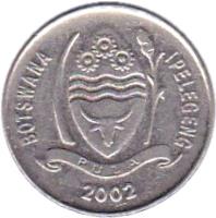obverse of 10 Thebe (1998 - 2008) coin with KM# 27 from Botswana. Inscription: BOTSWANA IPELEGENG PULA 1998