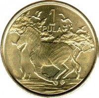 Botswana coin 1 Pula (2013) reverse reverse of 1 Pula (2013) coin with KM# 35 from Botswana. Inscription: 1 PULA