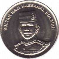 Brunei coin 5 Sen - Hassanal Bolkiah - 2'nd Portrait (1993 - 2011) obverse obverse of 5 Sen - Hassanal Bolkiah - 2'nd Portrait (1993 - 2011) coin with KM# 35 from Brunei. Inscription: SULTAN HAJI HASSANAL BOLKIAH
