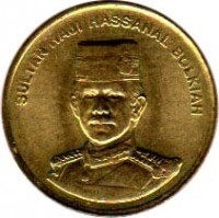 Brunei coin 1 Sen - Hassanal Bolkiah - 2'nd Portrait (2008 - 2011) obverse obverse of 1 Sen - Hassanal Bolkiah - 2'nd Portrait (2008 - 2011) coin with KM# 34b from Brunei. Inscription: SULTAN HAJI HASSANAL BOLKIAH