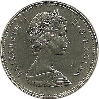 obverse of 50 Cents - Elizabeth II - 2'nd Portrait (1968 - 1989) coin with KM# 75 from Canada. Inscription: ELIZABETH II D · G · REGINA