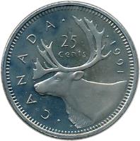 Canada coin 25 Cents - Elizabeth II - 3'rd Portrait (1990 - 2001) reverse reverse of 25 Cents - Elizabeth II - 3'rd Portrait (1990 - 2001) coin with KM# 184 from Canada. Inscription: · C A N A D A · · 1995 25 cents