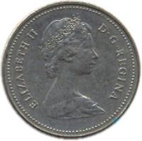 obverse of 5 Cents - Elizabeth II - 2'nd Portrait (1982 - 1989) coin with KM# 60.2a from Canada. Inscription: ELIZABETH II D · G · REGINA