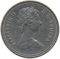 Canada coin 5 Cents - Elizabeth II - 2'nd Portrait (1982 - 1989) obverse obverse of 5 Cents - Elizabeth II - 2'nd Portrait (1982 - 1989) coin with KM# 60.2a from Canada. Inscription: ELIZABETH II D · G · REGINA