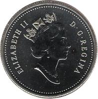 Canada coin 50 Cents - Elizabeth II - 3'rd Portrait (1990 - 1996) obverse obverse of 50 Cents - Elizabeth II - 3'rd Portrait (1990 - 1996) coin with KM# 185 from Canada. Inscription: ELIZABETH II D · G · REGINA