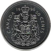 Canada coin 50 Cents - Elizabeth II - 3'rd Portrait (1990 - 1996) reverse reverse of 50 Cents - Elizabeth II - 3'rd Portrait (1990 - 1996) coin with KM# 185 from Canada. Inscription: 19 94 CANADA 50 CENTS