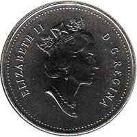 obverse of 50 Cents - Elizabeth II - 3'rd Portrait (1997 - 2000) coin with KM# 290 from Canada. Inscription: ELIZABETH II D · G · REGINA