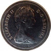 Canada coin 1 Dollar - Elizabeth II - 2'nd Portrait (1978 - 1987) obverse obverse of 1 Dollar - Elizabeth II - 2'nd Portrait (1978 - 1987) coin with KM# 120 from Canada. Inscription: ELIZABETH II D · G · REGINA