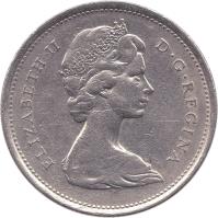 Canada coin 25 Cents - Elizabeth II - 2'nd Portrait (1968 - 1978) obverse obverse of 25 Cents - Elizabeth II - 2'nd Portrait (1968 - 1978) coin with KM# 62b from Canada. Inscription: ELIZABETH II D · G · REGINA