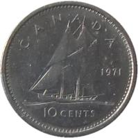 reverse of 10 Cents - Elizabeth II - 2'nd Portrait (1969 - 1989) coin with KM# 77 from Canada. Inscription: CANADA 1988 10 CENTS