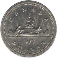 reverse of 1 Dollar - Elizabeth II - 2'nd Portrait (1977) coin with KM# 117 from Canada. Inscription: CANADA 1977 DOLLAR