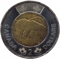 reverse of 2 Dollars - Elizabeth II - 4'th Portrait (2012 - 2015) coin with KM# 1257 from Canada. Inscription: CANADA 2 DOLLARS