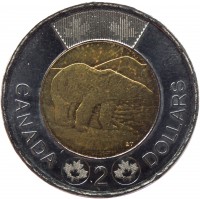 Canada coin 2 Dollars - Elizabeth II - 4'th Portrait (2012 - 2015) reverse reverse of 2 Dollars - Elizabeth II - 4'th Portrait (2012 - 2015) coin with KM# 1257 from Canada. Inscription: CANADA 2 DOLLARS