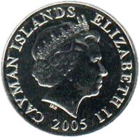 Cayman Islands coin 5 Cents - Elizabeth II - 4'th Portrait (1999 - 2008) obverse obverse of 5 Cents - Elizabeth II - 4'th Portrait (1999 - 2008) coin with KM# 132 from Cayman Islands. Inscription: CAYMAN ISLANDS ELIZABETH II 1999