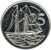 Cayman Islands coin 25 Cents - Elizabeth II - 4'th Portrait (1999 - 2008) reverse reverse of 25 Cents - Elizabeth II - 4'th Portrait (1999 - 2008) coin with KM# 134 from Cayman Islands. Inscription: 25