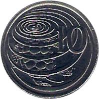 Cayman Islands coin 10 Cents - Elizabeth II - 3'rd Portrait (1987 - 1990) reverse reverse of 10 Cents - Elizabeth II - 3'rd Portrait (1987 - 1990) coin with KM# 89 from Cayman Islands. Inscription: 10