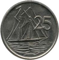 reverse of 25 Cents - Elizabeth II - 2'nd Portrait (1972 - 1986) coin with KM# 4 from Cayman Islands. Inscription: 25