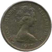 obverse of 5 Cents - Elizabeth II - 2'nd Portrait (1972 - 1986) coin with KM# 2 from Cayman Islands. Inscription: CAYMAN ISLANDS ELIZABETH II 1982