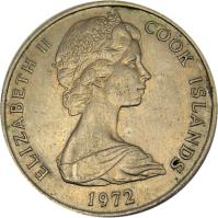Cook Islands coin 20 Tene - Elizabeth II - 2'nd Portrait (1972 - 1983) obverse obverse of 20 Tene - Elizabeth II - 2'nd Portrait (1972 - 1983) coin with KM# 5 from Cook Islands. Inscription: ELIZABETH II COOK ISLANDS 198