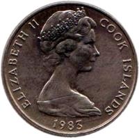 obverse of 10 Tene - Elizabeth II - 2'nd Portrait (1972 - 1983) coin with KM# 4 from Cook Islands. Inscription: ELIZABETH II COOK ISLANDS 1972