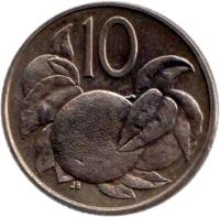 Cook Islands coin 10 Tene - Elizabeth II - 2'nd Portrait (1972 - 1983) reverse reverse of 10 Tene - Elizabeth II - 2'nd Portrait (1972 - 1983) coin with KM# 4 from Cook Islands. Inscription: 10