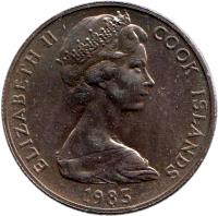 obverse of 50 Tene - Elizabeth II - 2'nd Portrait (1972 - 1983) coin with KM# 6 from Cook Islands. Inscription: ELIZABETH II COOK ISLANDS 1976