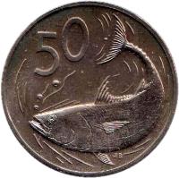 Cook Islands coin 50 Tene - Elizabeth II - 2'nd Portrait (1972 - 1983) reverse reverse of 50 Tene - Elizabeth II - 2'nd Portrait (1972 - 1983) coin with KM# 6 from Cook Islands. Inscription: 50