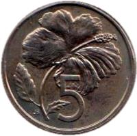 Cook Islands coin 5 Tene - Elizabeth II - 2'nd Portrait (1972 - 1983) reverse reverse of 5 Tene - Elizabeth II - 2'nd Portrait (1972 - 1983) coin with KM# 3 from Cook Islands. Inscription: 5