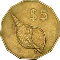 Cook Islands coin 5 Dollars - Elizabeth II - 3'rd Portrait (1987 - 1994) reverse reverse of 5 Dollars - Elizabeth II - 3'rd Portrait (1987 - 1994) coin with KM# 39 from Cook Islands. Inscription: $5