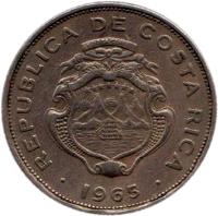 obverse of 50 Céntimos (1965 - 1978) coin with KM# 189 from Costa Rica. Inscription: REPUBLICA DE COSTA RICA 1978