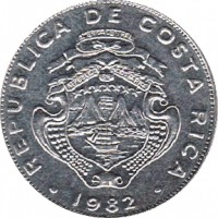 Costa Rica coin 50 Céntimos (1982 - 1990) obverse obverse of 50 Céntimos (1982 - 1990) coin with KM# 209 from Costa Rica. Inscription: REPUBLICA DE COSTA RICA AMERICA CENTRAL REPUBLICA DE COSTA RICA 1982