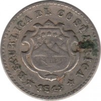 obverse of 5 Céntimos (1942) coin with KM# 178 from Costa Rica. Inscription: REPUBLICA DE COSTA RICA 1942