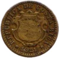 Costa Rica coin 10 Céntimos (1920 - 1922) obverse obverse of 10 Céntimos (1920 - 1922) coin with KM# 152 from Costa Rica. Inscription: 1921