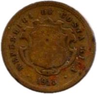 obverse of 10 Centavos (1917 - 1919) coin with KM# 149 from Costa Rica.