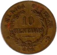 reverse of 10 Centavos (1917 - 1919) coin with KM# 149 from Costa Rica.