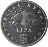 reverse of 1 Lipa - FAO (1995) coin with KM# 13 from Croatia. Inscription: REPUBLIKA HRVATSKA 1 LIPA