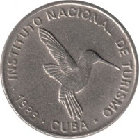 obverse of 10 Centavos - INTUR (1989) coin with KM# 415.3 from Cuba. Inscription: INSTITUTO NACIONAL DE TURISMO · 1989 · CUBA ·