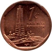 reverse of 1 Centavo (2000 - 2013) coin with KM# 729 from Cuba. Inscription: PLAZA DE LA REVOLUCIÓN 1¢