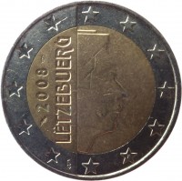 Luxembourg coin 2 Euro - Henri I - 2'nd Map (2007 - 2015) obverse obverse of 2 Euro - Henri I - 2'nd Map (2007 - 2015) coin with KM# 93 from Luxembourg. Inscription: 2008 LËTZEBUERG GC F
