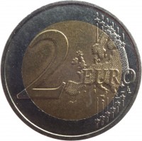 reverse of 2 Euro - Henri I - 2'nd Map (2007 - 2015) coin with KM# 93 from Luxembourg. Inscription: 2 EURO LL