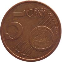reverse of 5 Euro Cent (2009 - 2015) coin with KM# 97 from Slovakia. Inscription: 5 EURO CENT LL