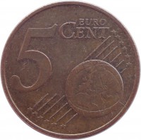 reverse of 5 Euro Cent (2002 - 2015) coin with KM# 3084 from Austria. Inscription: 5 EURO CENT LL