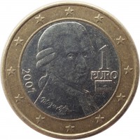 Austria coin 1 Euro - 1'st Map (2002 - 2007) obverse obverse of 1 Euro - 1'st Map (2002 - 2007) coin with KM# 3088 from Austria. Inscription: 1 EURO 2007