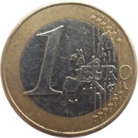 reverse of 1 Euro - 1'st Map (2002 - 2007) coin with KM# 3088 from Austria. Inscription: 1 EURO LL