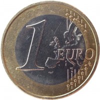 reverse of 1 Euro - 2'nd Map (2008 - 2017) coin with KM# 3142 from Austria. Inscription: 1 EURO LL