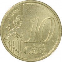 reverse of 10 Euro Cent - 2'nd Map (2008 - 2015) coin with KM# 3139 from Austria. Inscription: 10 EURO CENT LL