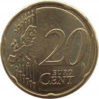 reverse of 20 Euro Cent - 2'nd Map (2008 - 2015) coin with KM# 3140 from Austria. Inscription: 20 EURO CENT LL